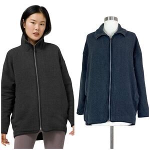 Lululemon | Peaceful Moments Full Zip Heathered Black Grey Oversized Jacket 4